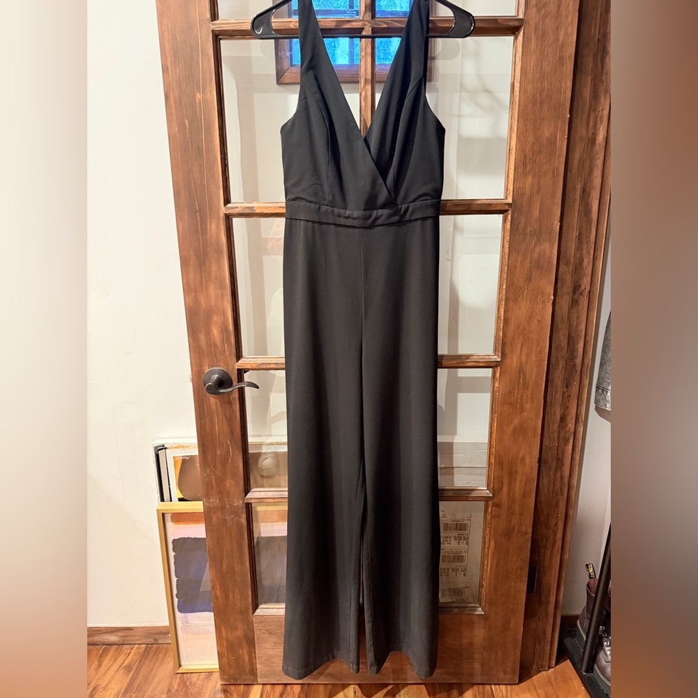 DO+BE Black Wide-Leg Jumpsuit with Plunging V-Neck